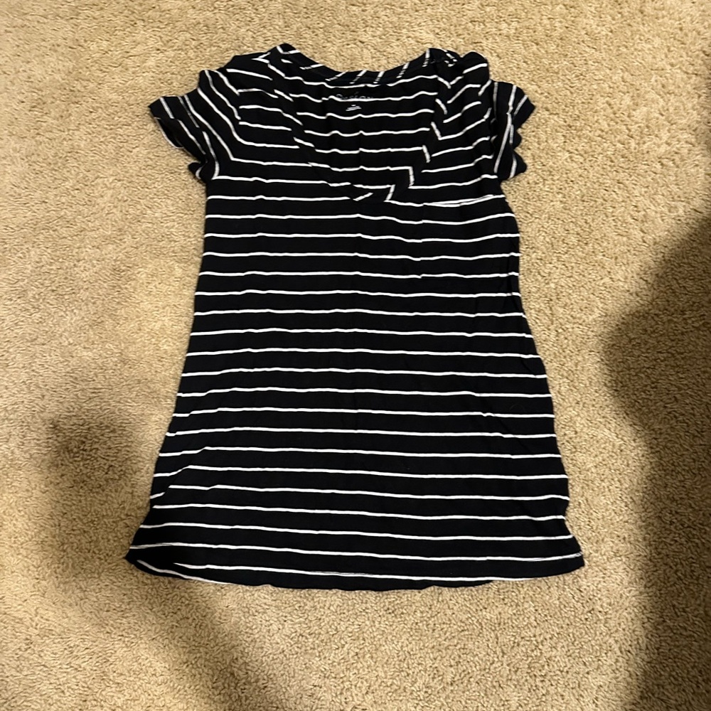 Caslon black and white striped t shirt (u neck)